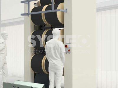 Vertical storage machine for cable drums
